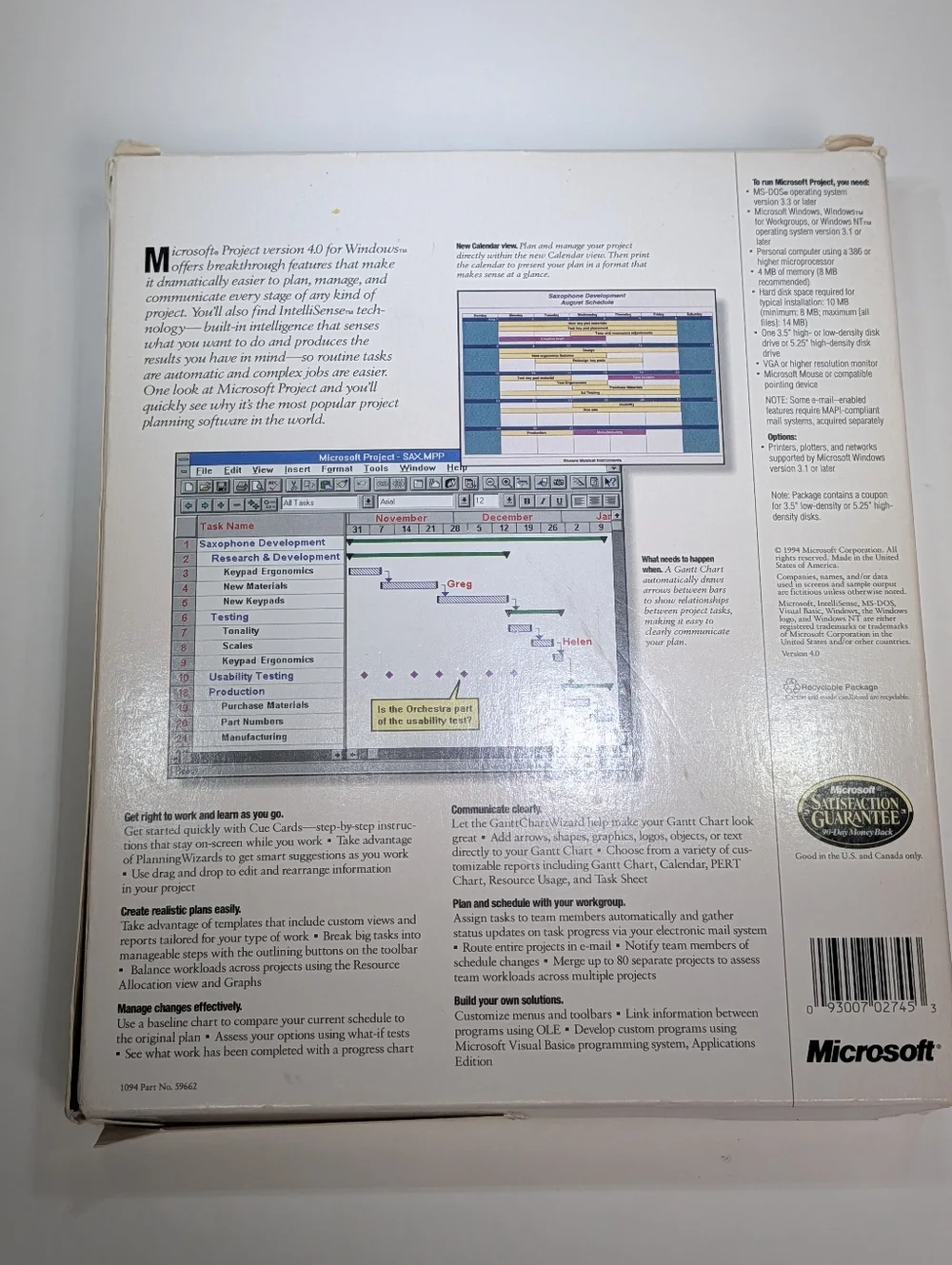 Windows Microsoft Project v4.0 Vintage Software 3.5